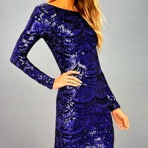 Dress The Population Size Small Emery Purple Sequin Bodycon Midi Dress Revolve